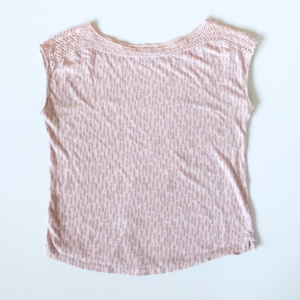 LOFT sleeveless pink top with embroidered lace